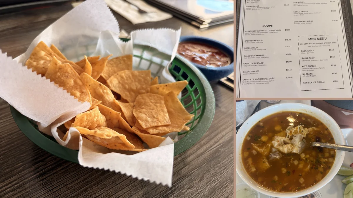 Mexican plates on a simple restaurant table.