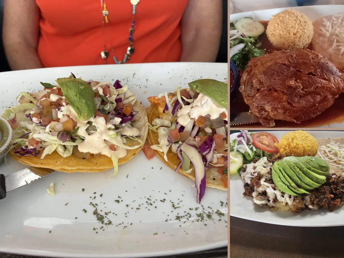 Mexican plates on a simple restaurant table.